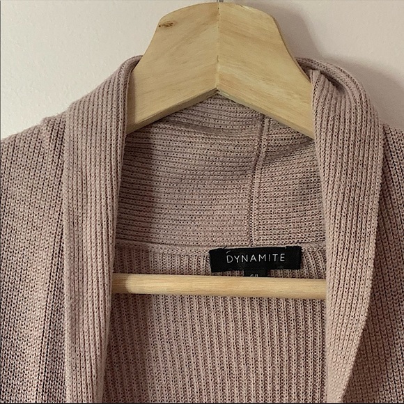 DYNAMITE | Light mauve long open cardigan size L - Picture 6 of 7
